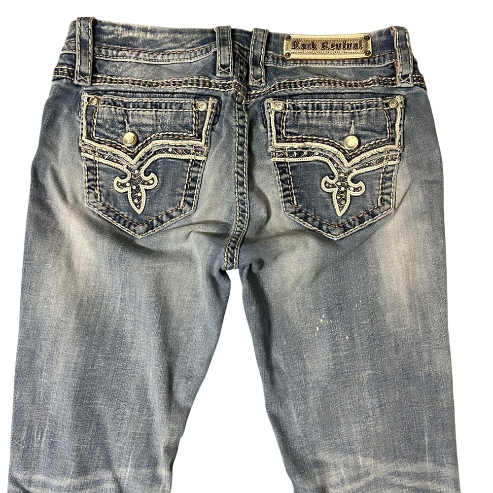 Rock Revival Betty Straight Jeans Womens 30 Distressed Flap Pocket Western 30x32